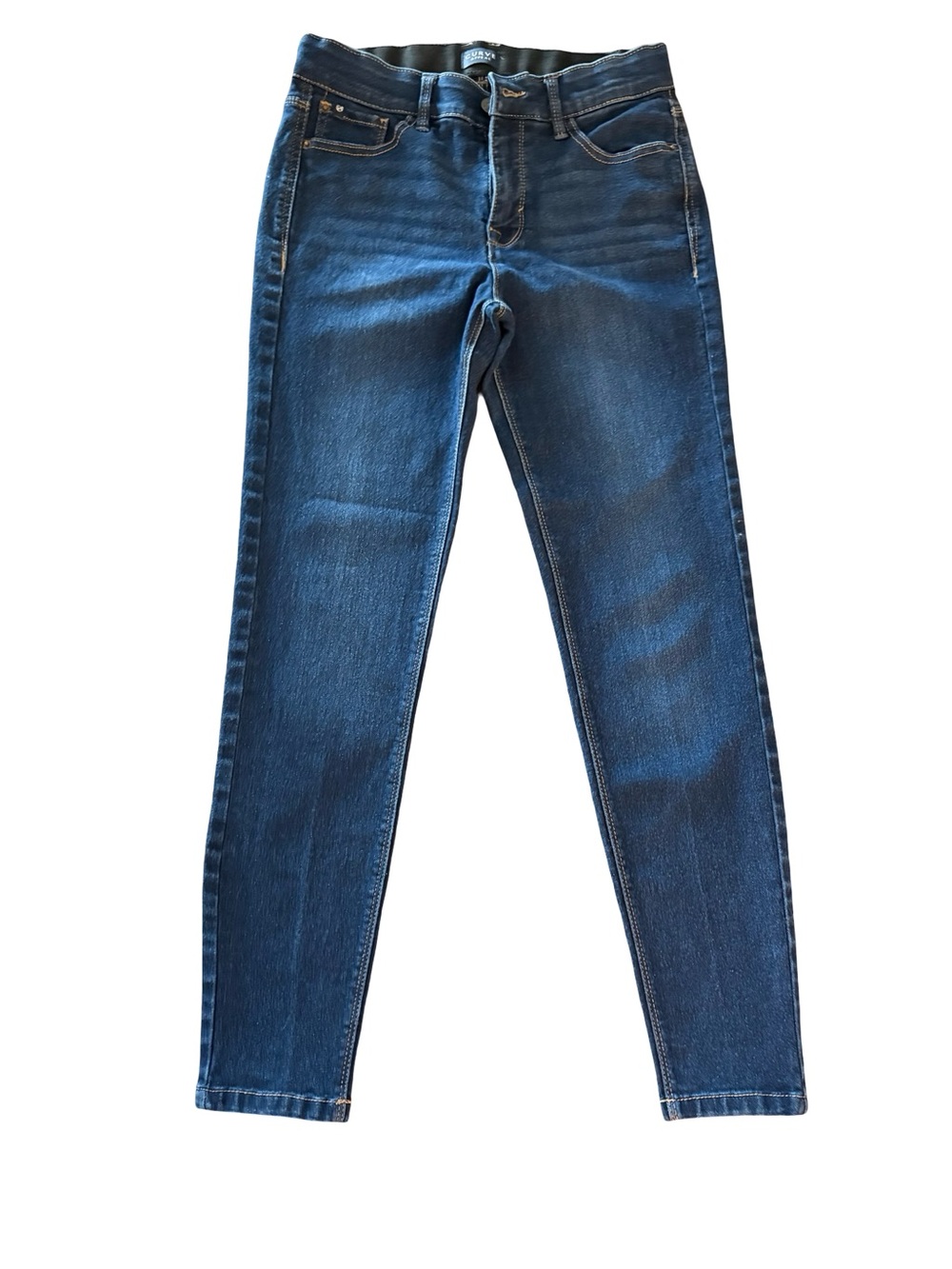 CURVE APPEAL Slim High-Rise Skinny Jeans in Dark Blue Denim Size 6